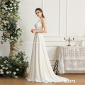 New modern round neck sleeveless tulle fabric ladies elegant lace bulk wedding dresses